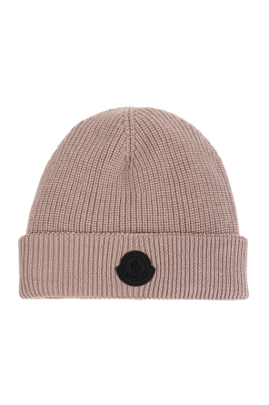 Wool beanie with logo patch