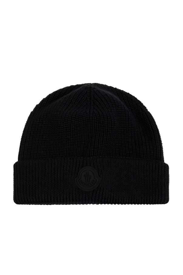 Moncler Wool hat with logo patch