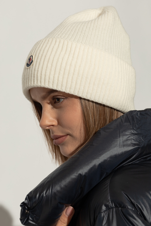 Moncler Woolen hat with logo patch