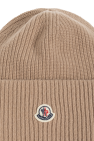 Moncler beige Wool hat with logo patch