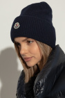 Moncler NAVY BLUE Wool hat with logo patch