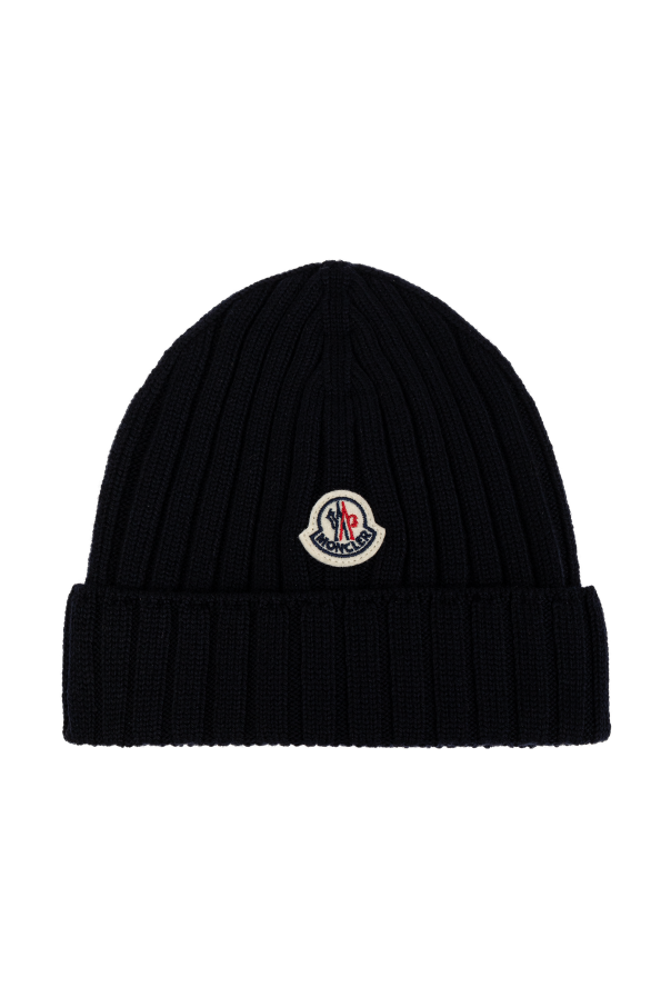 Moncler Enfant Wool beanie with logo patch
