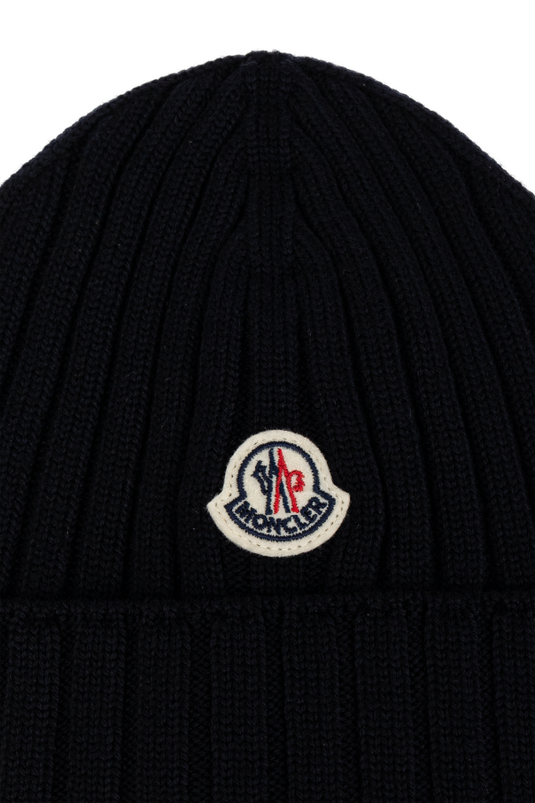 Moncler Enfant Wool beanie with logo patch
