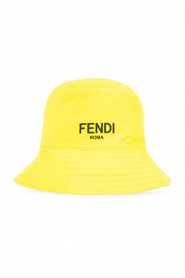 Fendi Kids Reversible bucket knit hat with logo