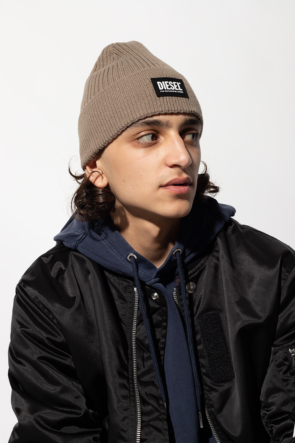 Diesel Ribbed beanie with logo