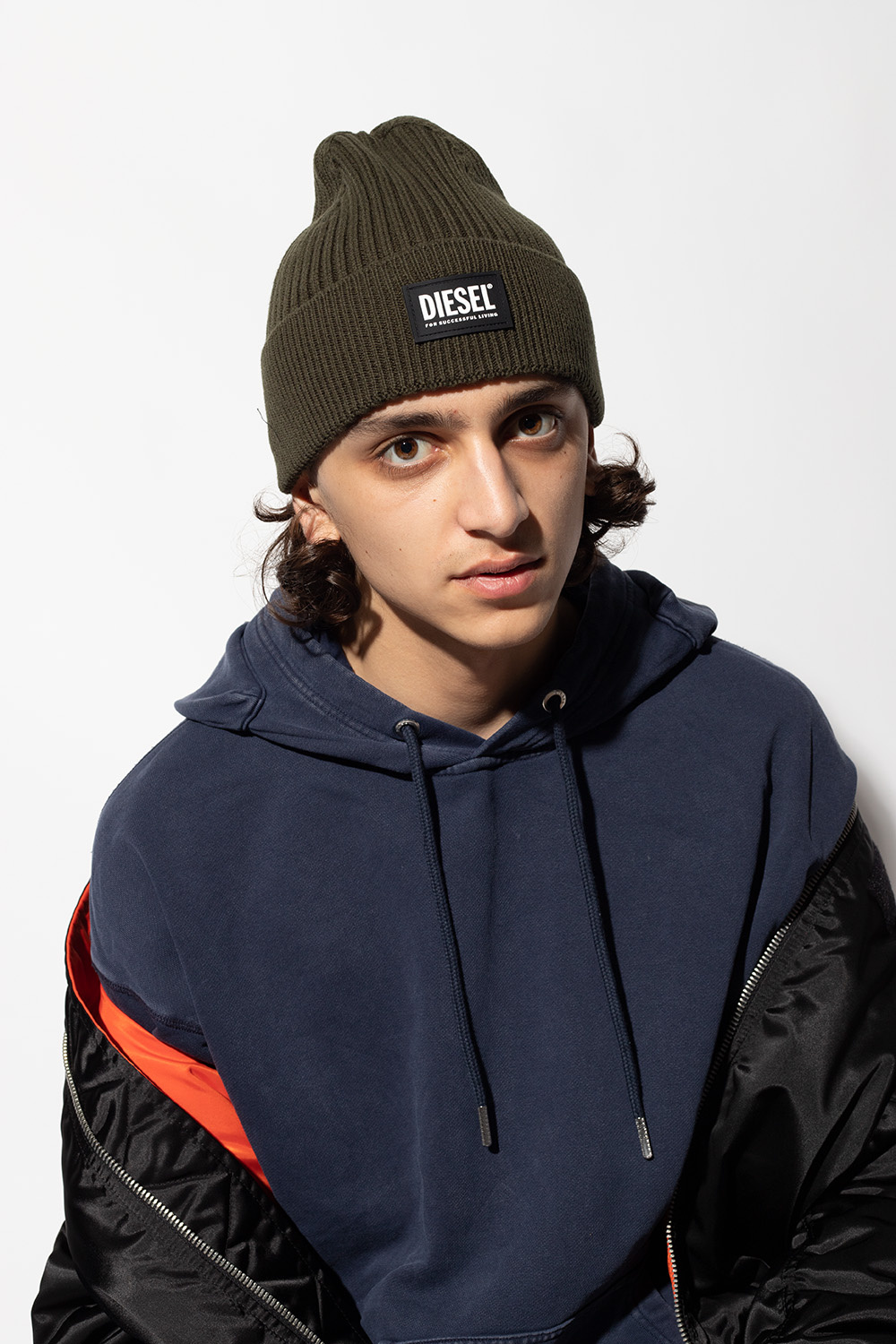Diesel Ribbed beanie with logo