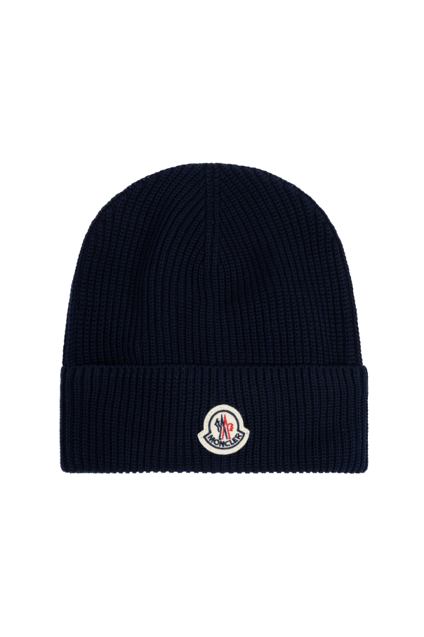 Cotton hat with logo patch od Moncler