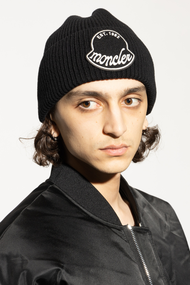 Moncler Gorro de lana con parche de logo