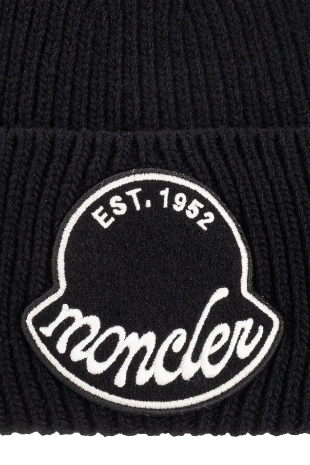 Moncler Gorro de lana con parche de logo