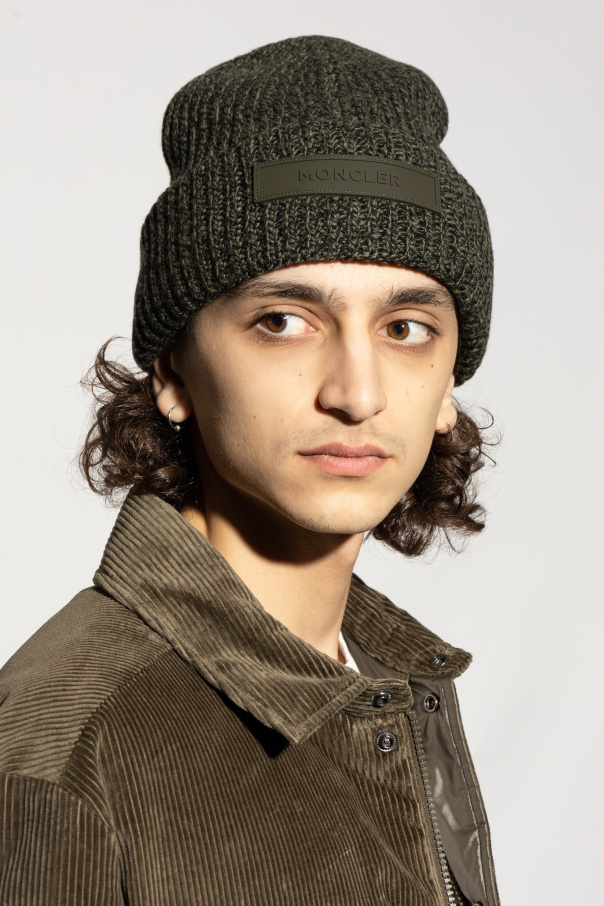 Moncler Gorro de lana con parche con logo