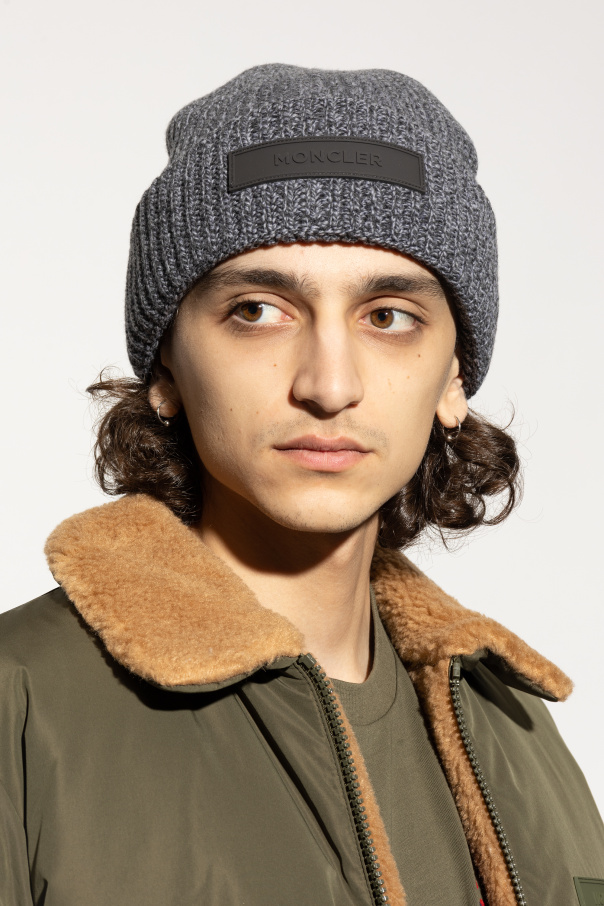 Moncler Gorro de lana con parche con logo