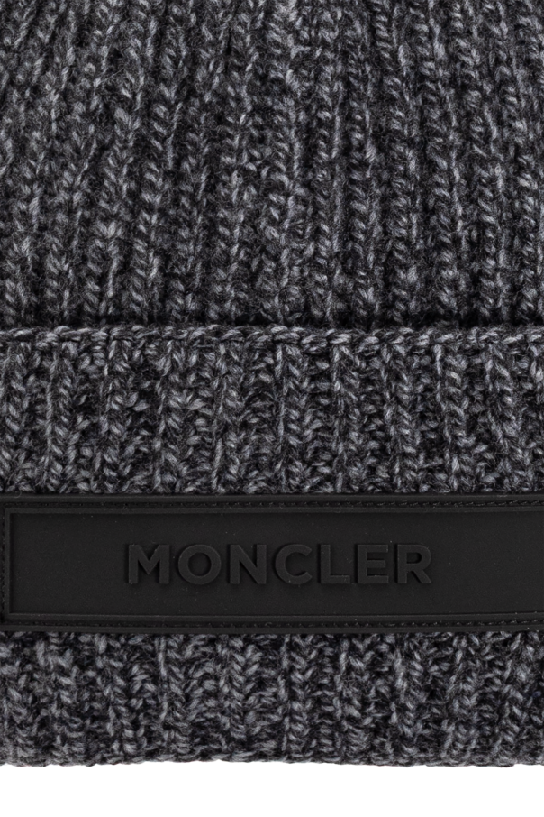 Moncler Gorro de lana con parche con logo