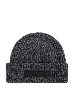 Wool beanie with logo patch