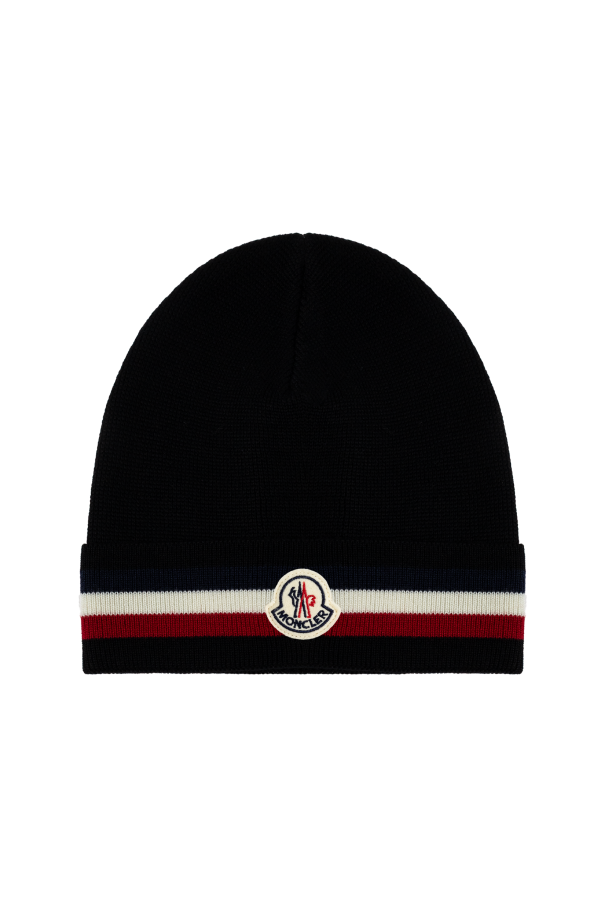 Wool beanie with logo patch od Moncler