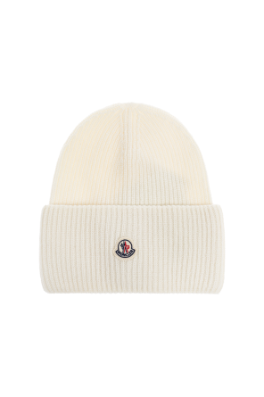Wool beanie with logo patch