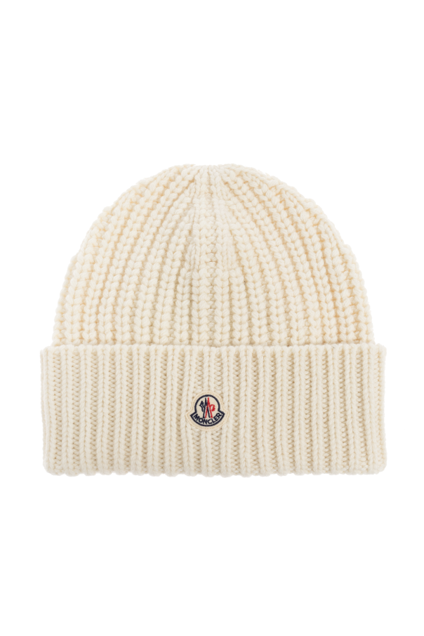 Wool beanie with logo patch od Moncler