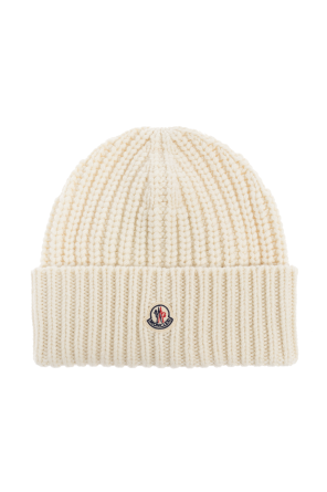 Wool beanie with logo patch