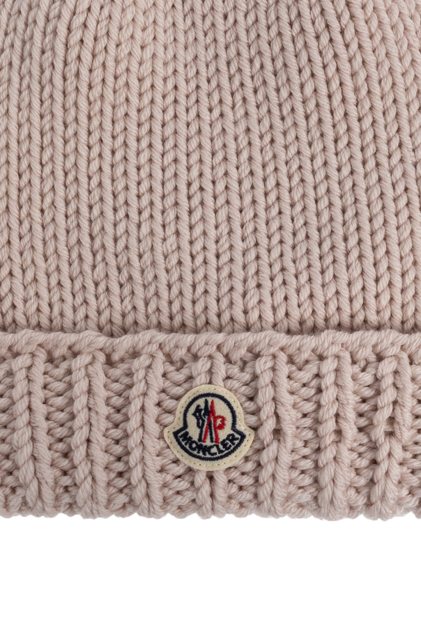 Moncler Enfant Gorro de lana con parche con logo
