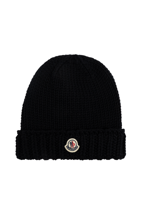 Wool beanie with logo patch od Moncler Enfant