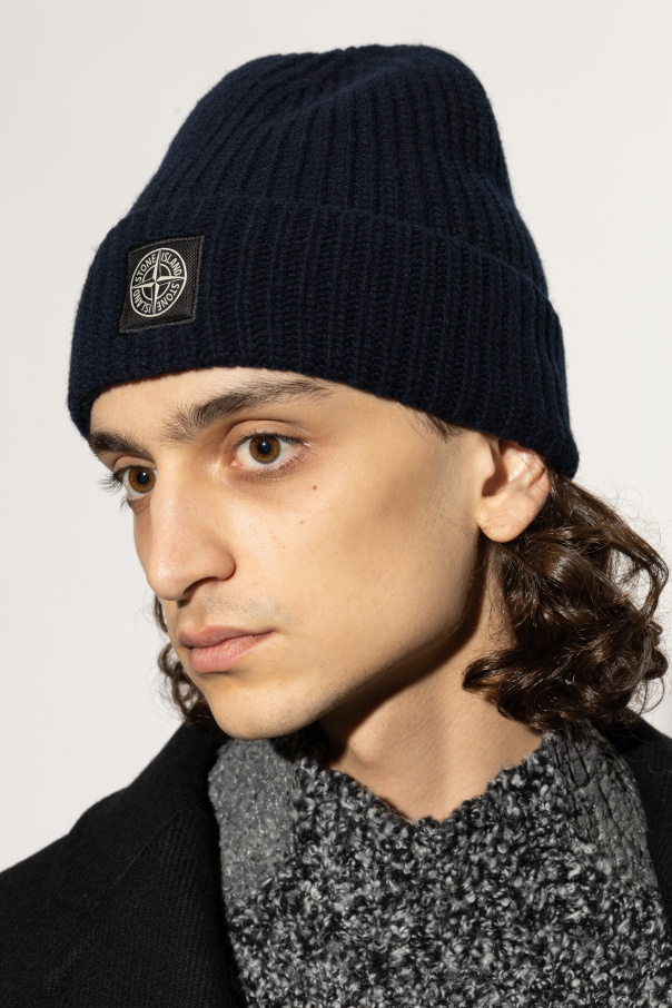 Stone Island Wollmütze mit Logo-Patch
