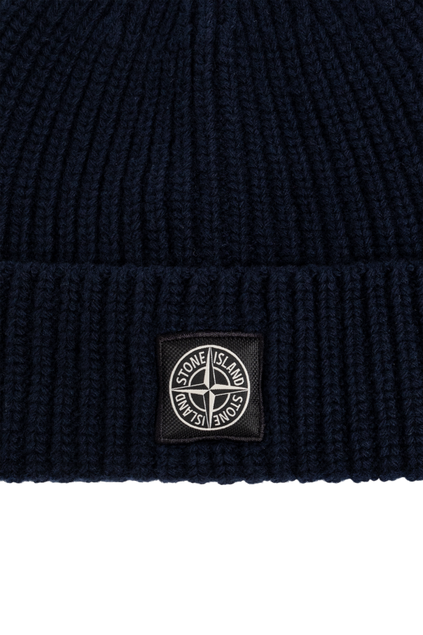 Stone Island Wollmütze mit Logo-Patch