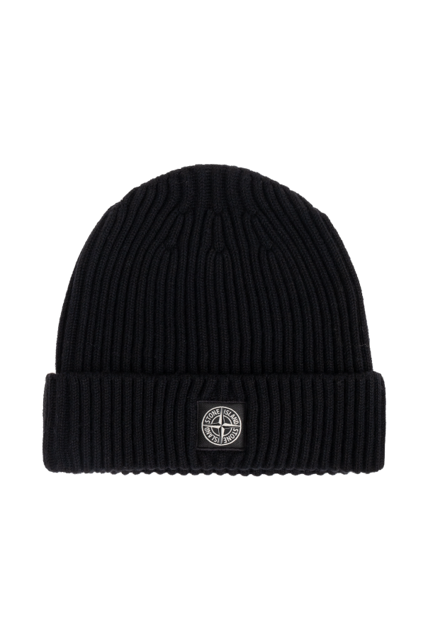 Wool beanie with logo patch od Stone Island Junior