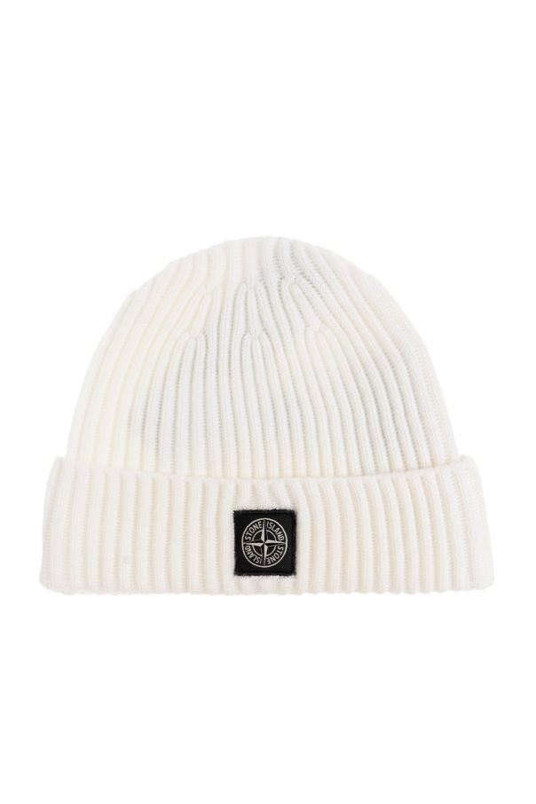 Stone Island Junior Wool beanie with logo patch