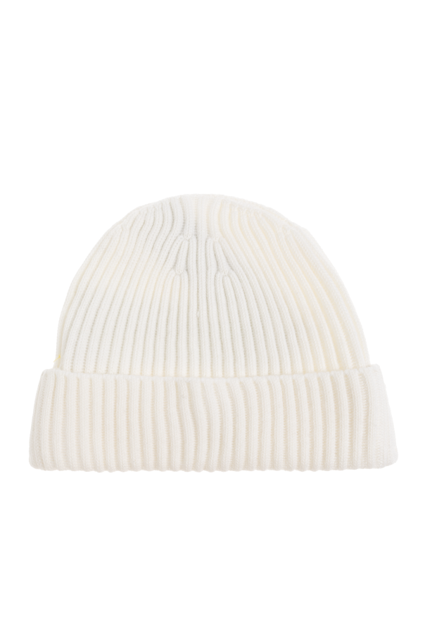 Stone Island Junior Wool beanie with logo patch