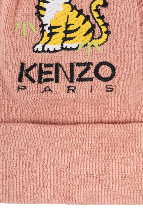 Kenzo Kids Cotton beanie with pompom