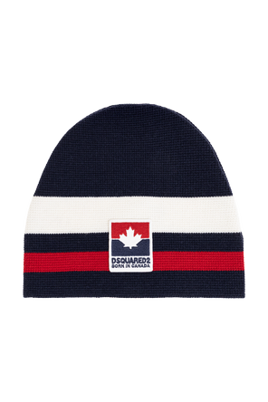 Wool beanie with sewn-on logo