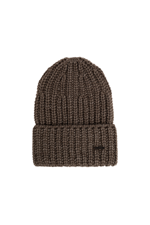Wool beanie with patch