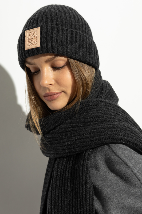 Loewe Cashmere hat with logo patch