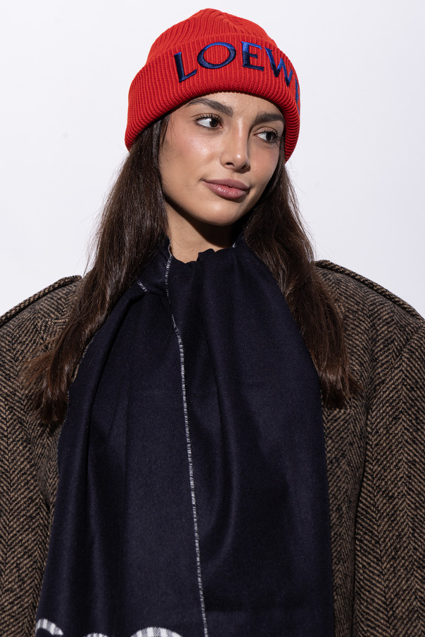 Loewe Red Wool Beanie with LOEWE Logo Embroidery