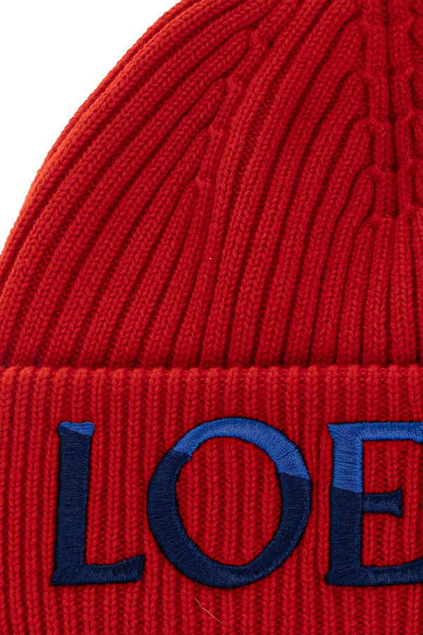 Loewe Red Wool Beanie with LOEWE Logo Embroidery