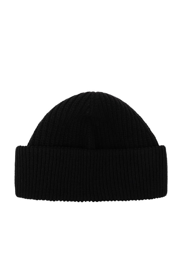 Moncler Wełniana czapka z naszywką z logo