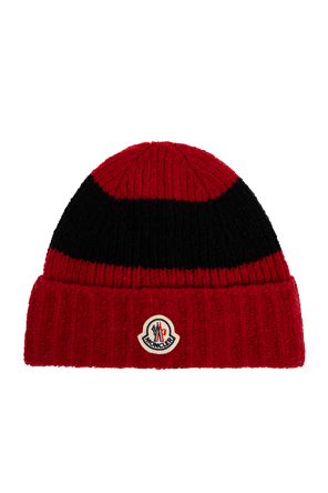 Wool beanie with logo patch
