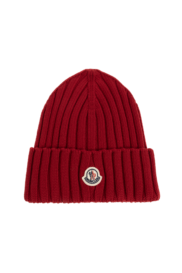Moncler Gorro de lana con parche con logo