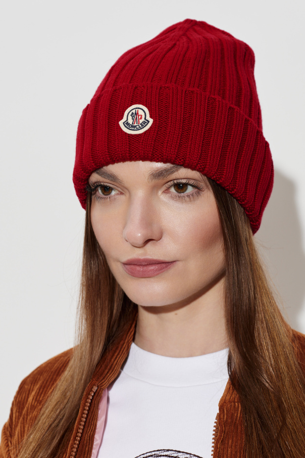 Moncler Gorro de lana con parche con logo
