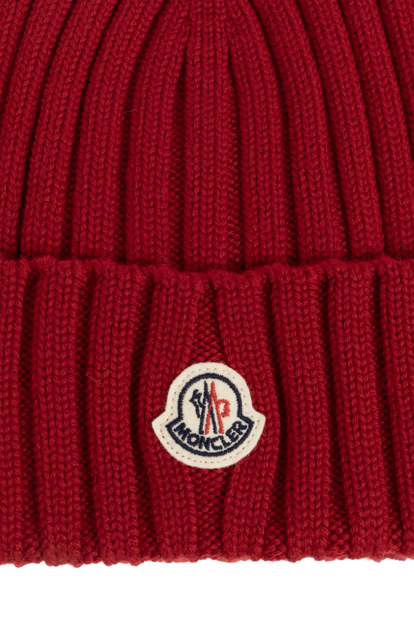 Moncler Gorro de lana con parche con logo