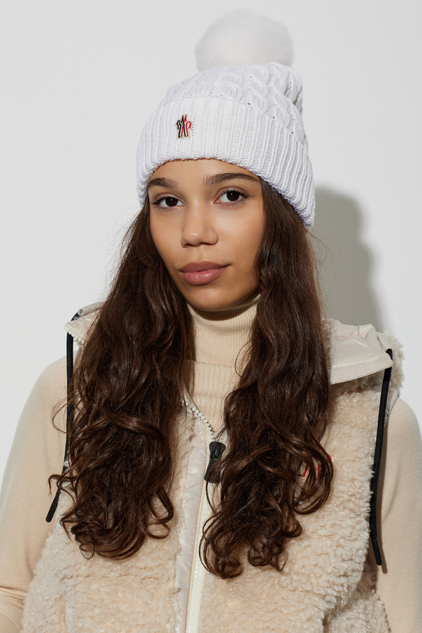Moncler Grenoble MONCLER GRENOBLE APRÈS-SKI luxusní zimní čepice z vlny s copánkovým vzorem a bambulí