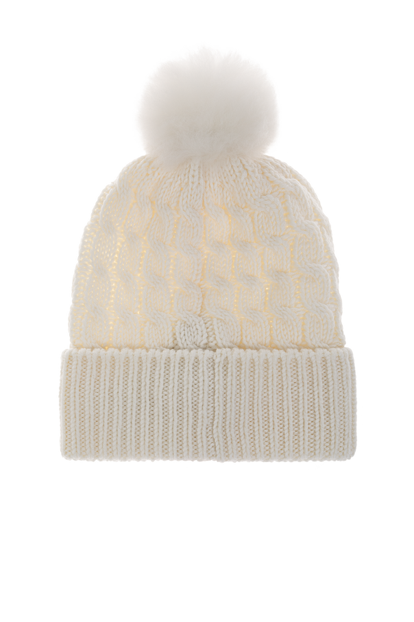 Moncler Grenoble MONCLER GRENOBLE APRÈS-SKI luxusní zimní čepice z vlny s copánkovým vzorem a bambulí