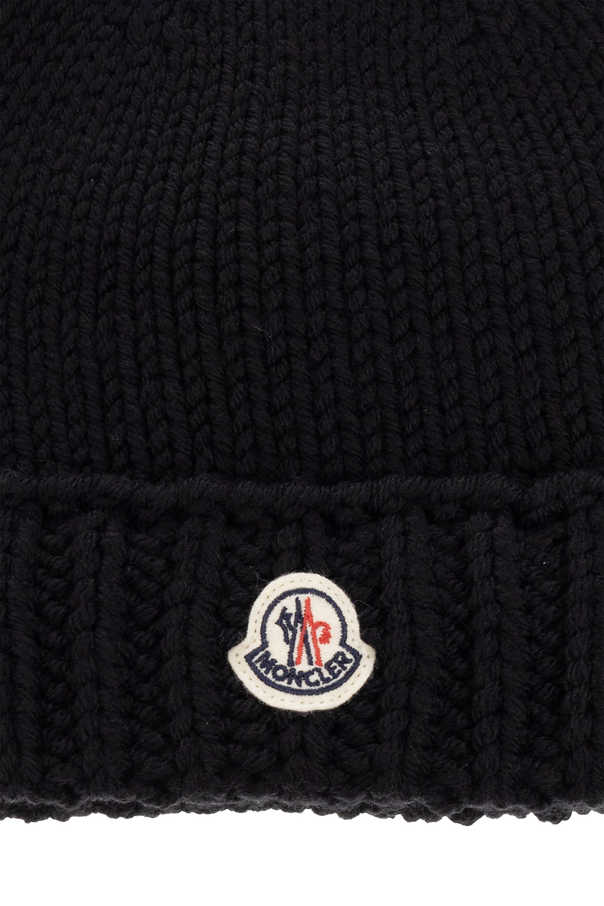 Moncler Enfant Wollmütze mit Logo-Patch