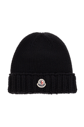 Wool beanie with logo patch