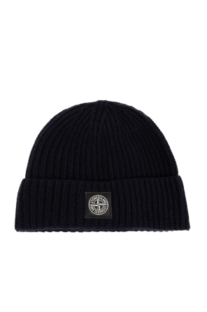 Wool beanie with patch