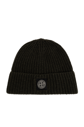 Wool beanie with patch
