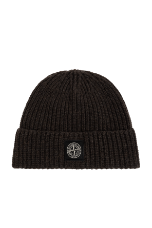 Wool beanie with patch