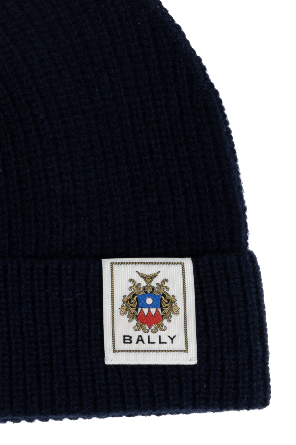 Bally Wełniana czapka z naszywką z logo