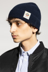 Bally NAVY BLUE Woolen hat with a logo patch