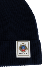Bally NAVY BLUE Woolen hat with a logo patch