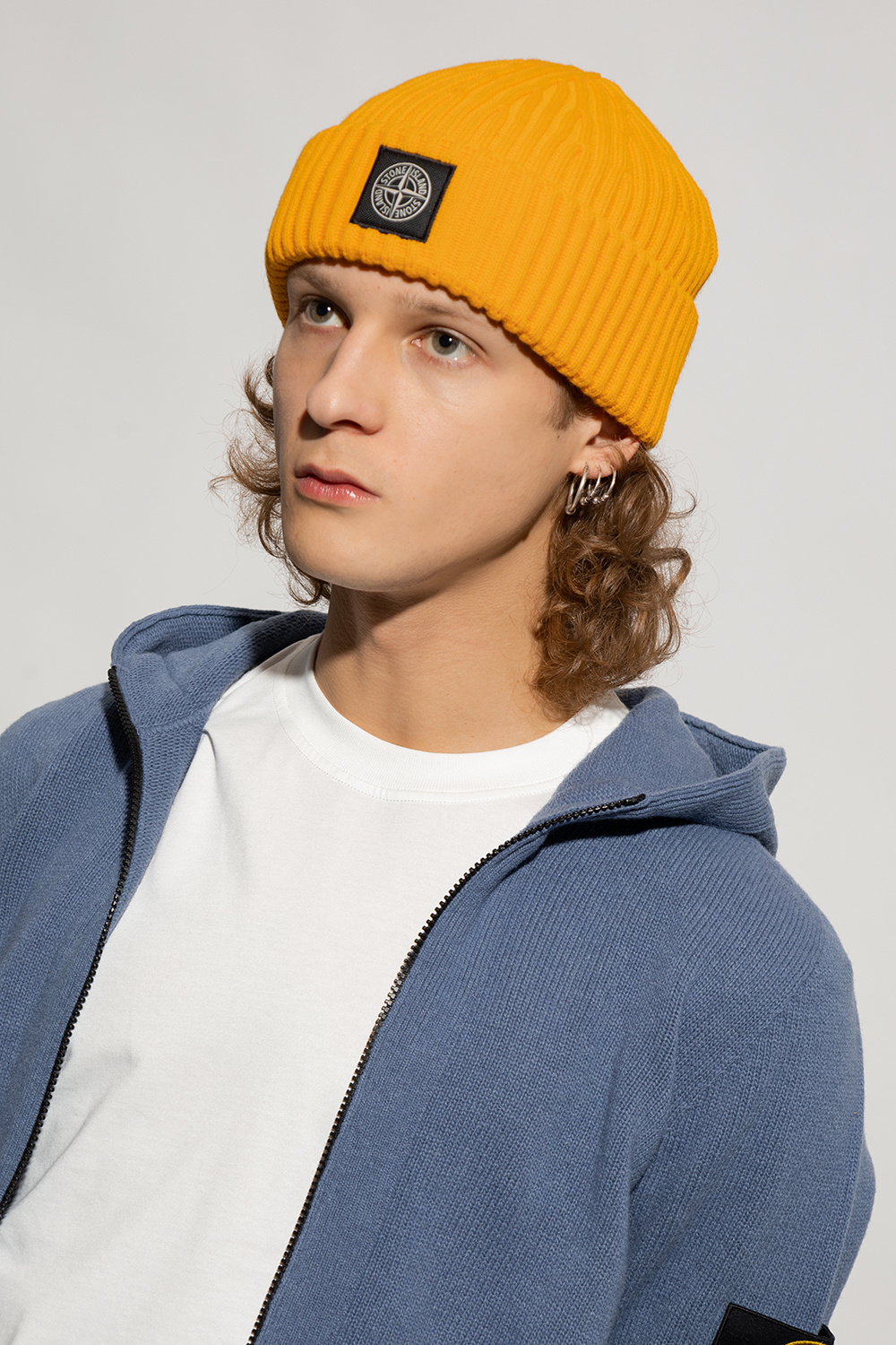 Stone Island Wool beanie with logo